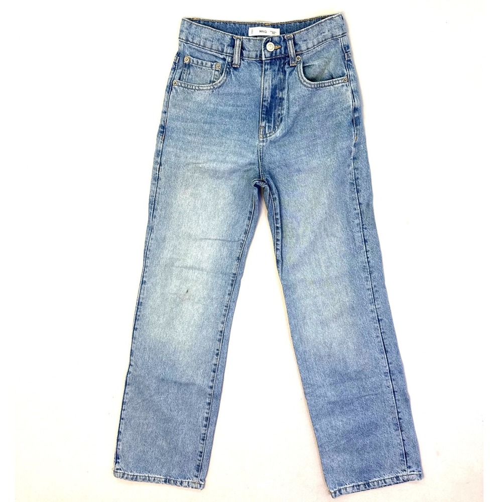 Mango MNG Light Wash High Rise Straight Leg Cotton Jeans USA 1 EUR 32